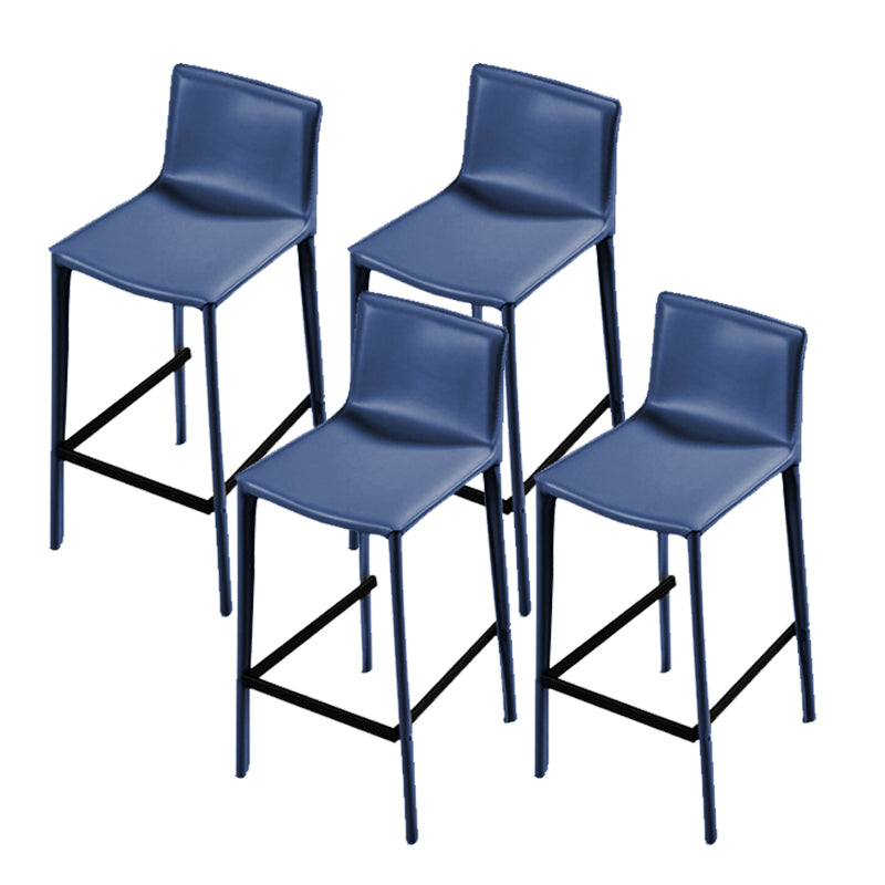 Contemporary Metal Legs Faux Leather Upholstered Living Room Bar Stool Blue 4 Piece Set Clearhalo 'Bar Furniture' 'Bar Stools' 'bar_stools' 'furn' 'furn_bar_stools' 'Furniture' 'Kitchen & Dining Furniture' 7883929