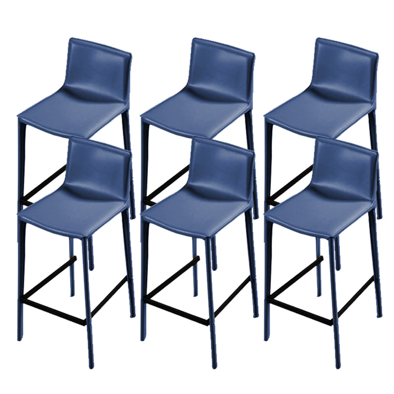 Contemporary Metal Legs Faux Leather Upholstered Living Room Bar Stool Blue 6 Piece Set Clearhalo 'Bar Furniture' 'Bar Stools' 'bar_stools' 'furn' 'furn_bar_stools' 'Furniture' 'Kitchen & Dining Furniture' 7883931