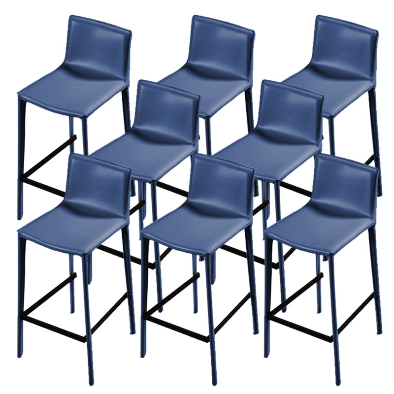 Contemporary Metal Legs Faux Leather Upholstered Living Room Bar Stool Blue 8 Piece Set Clearhalo 'Bar Furniture' 'Bar Stools' 'bar_stools' 'furn' 'furn_bar_stools' 'Furniture' 'Kitchen & Dining Furniture' 7883934