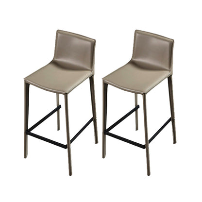 Contemporary Metal Legs Faux Leather Upholstered Living Room Bar Stool Khaki 2 Piece Set Clearhalo 'Bar Furniture' 'Bar Stools' 'bar_stools' 'furn' 'furn_bar_stools' 'Furniture' 'Kitchen & Dining Furniture' 7883935