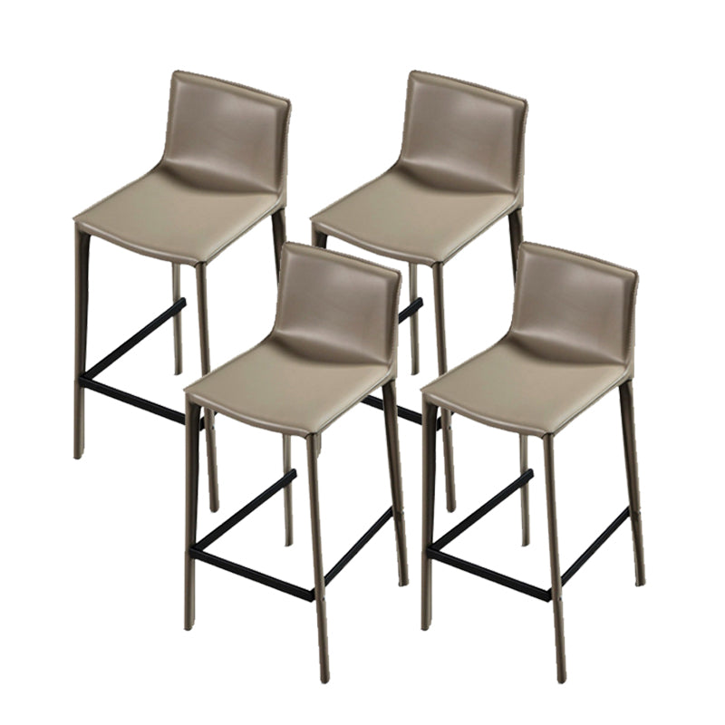 Contemporary Metal Legs Faux Leather Upholstered Living Room Bar Stool Khaki 4 Piece Set Clearhalo 'Bar Furniture' 'Bar Stools' 'bar_stools' 'furn' 'furn_bar_stools' 'Furniture' 'Kitchen & Dining Furniture' 7883938