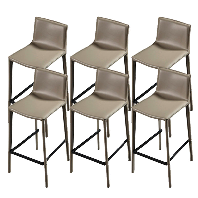 Contemporary Metal Legs Faux Leather Upholstered Living Room Bar Stool Khaki 6 Piece Set Clearhalo 'Bar Furniture' 'Bar Stools' 'bar_stools' 'furn' 'furn_bar_stools' 'Furniture' 'Kitchen & Dining Furniture' 7883939