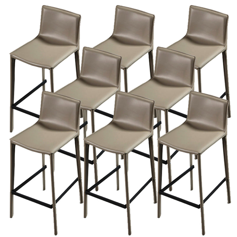 Contemporary Metal Legs Faux Leather Upholstered Living Room Bar Stool Khaki 8 Piece Set Clearhalo 'Bar Furniture' 'Bar Stools' 'bar_stools' 'furn' 'furn_bar_stools' 'Furniture' 'Kitchen & Dining Furniture' 7883940