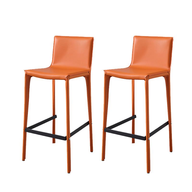 Contemporary Metal Legs Faux Leather Upholstered Living Room Bar Stool Orange 2 Piece Set Clearhalo 'Bar Furniture' 'Bar Stools' 'bar_stools' 'furn' 'furn_bar_stools' 'Furniture' 'Kitchen & Dining Furniture' 7883941