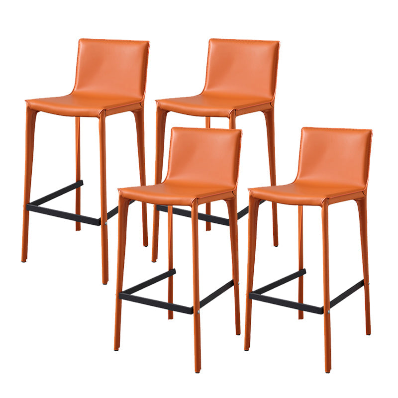 Contemporary Metal Legs Faux Leather Upholstered Living Room Bar Stool Orange 4 Piece Set Clearhalo 'Bar Furniture' 'Bar Stools' 'bar_stools' 'furn' 'furn_bar_stools' 'Furniture' 'Kitchen & Dining Furniture' 7883942
