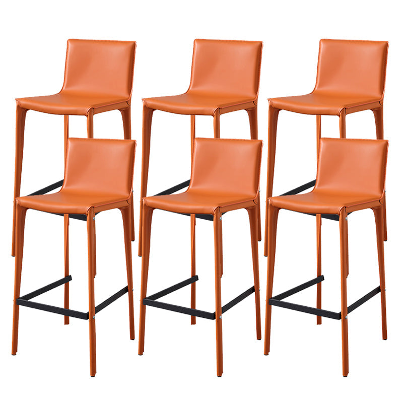 Contemporary Metal Legs Faux Leather Upholstered Living Room Bar Stool Orange 6 Piece Set Clearhalo 'Bar Furniture' 'Bar Stools' 'bar_stools' 'furn' 'furn_bar_stools' 'Furniture' 'Kitchen & Dining Furniture' 7883943