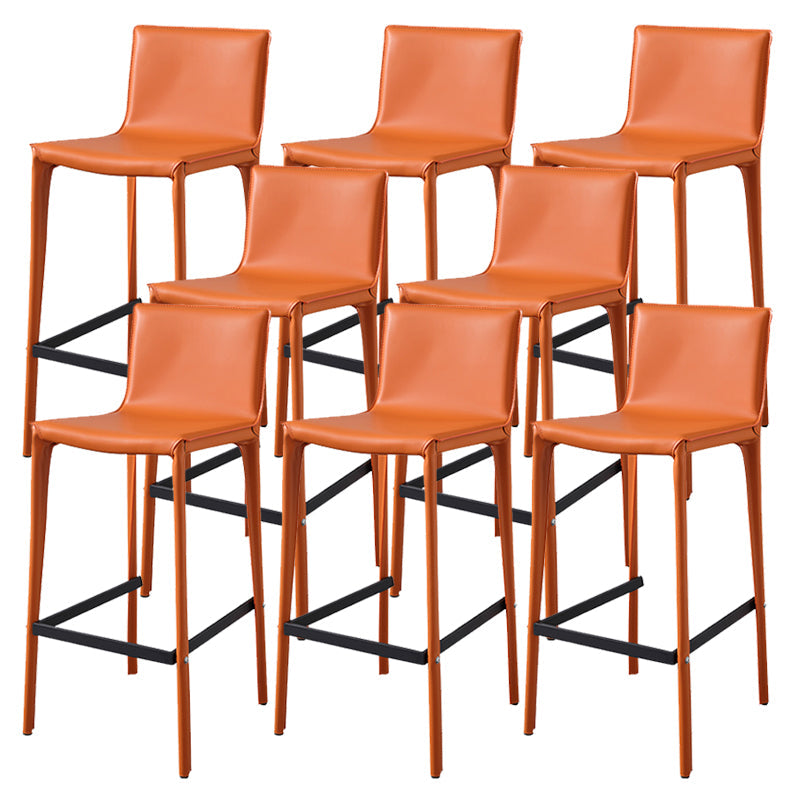 Contemporary Metal Legs Faux Leather Upholstered Living Room Bar Stool Orange 8 Piece Set Clearhalo 'Bar Furniture' 'Bar Stools' 'bar_stools' 'furn' 'furn_bar_stools' 'Furniture' 'Kitchen & Dining Furniture' 7883944