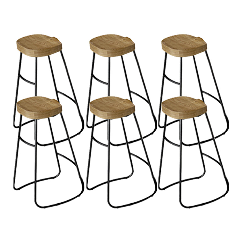 Modern Backless Counter Height Stools with Metal and Solid Wood