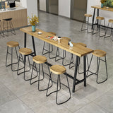 Modern Backless Counter Height Stools with Metal and Solid Wood