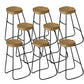 Modern Backless Counter Height Stools with Metal and Solid Wood
