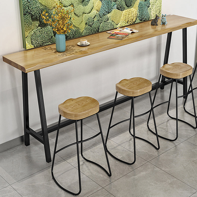 Modern Backless Counter Height Stools with Metal and Solid Wood