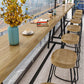 Modern Backless Counter Height Stools with Metal and Solid Wood