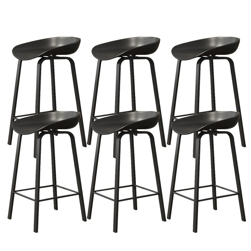 Indoor Contemporary Plastic Bucket Seat Bar Stool with Footrest Black 6 Piece Set Clearhalo 'Bar Furniture' 'Bar Stools' 'bar_stools' 'furn' 'furn_bar_stools' 'Furniture' 'Kitchen & Dining Furniture' 7883987