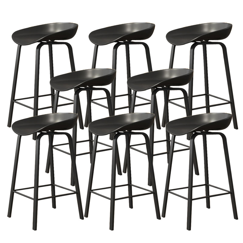 Indoor Contemporary Plastic Bucket Seat Bar Stool with Footrest Black 8 Piece Set Clearhalo 'Bar Furniture' 'Bar Stools' 'bar_stools' 'furn' 'furn_bar_stools' 'Furniture' 'Kitchen & Dining Furniture' 7883989