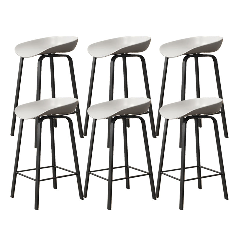Indoor Contemporary Plastic Bucket Seat Bar Stool with Footrest Grey 6 Piece Set Clearhalo 'Bar Furniture' 'Bar Stools' 'bar_stools' 'furn' 'furn_bar_stools' 'Furniture' 'Kitchen & Dining Furniture' 7883997