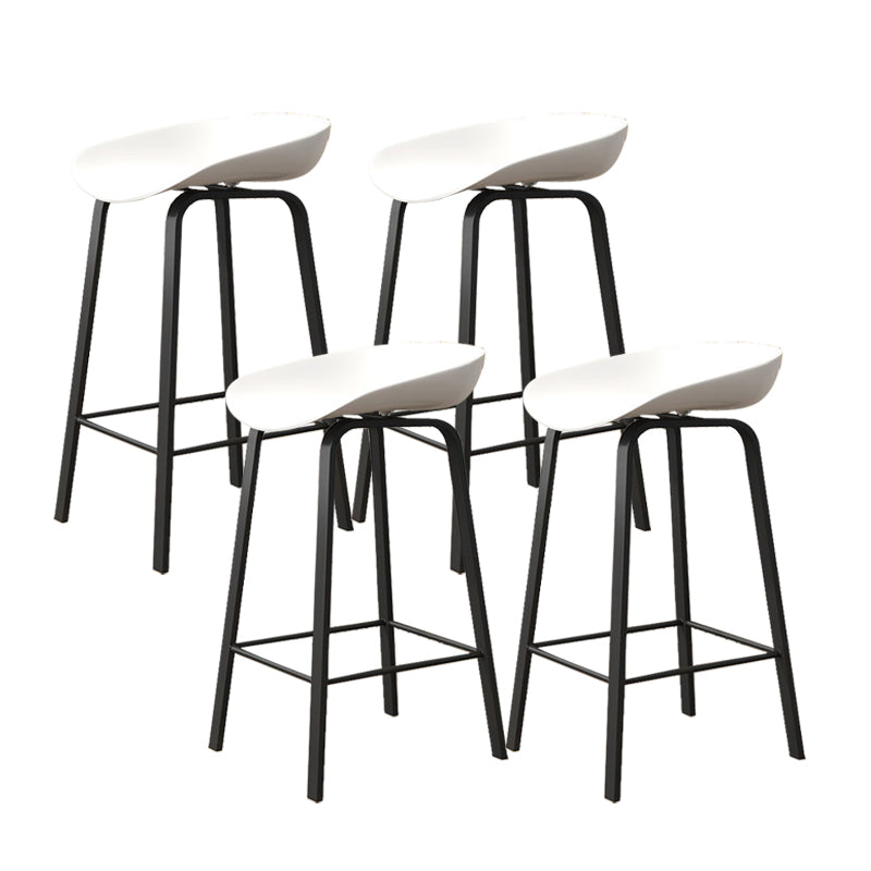 Indoor Contemporary Plastic Bucket Seat Bar Stool with Footrest White 4 Piece Set Clearhalo 'Bar Furniture' 'Bar Stools' 'bar_stools' 'furn' 'furn_bar_stools' 'Furniture' 'Kitchen & Dining Furniture' 7884002