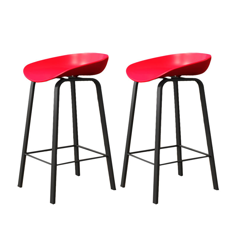 Indoor Contemporary Plastic Bucket Seat Bar Stool with Footrest Red 2 Piece Set Clearhalo 'Bar Furniture' 'Bar Stools' 'bar_stools' 'furn' 'furn_bar_stools' 'Furniture' 'Kitchen & Dining Furniture' 7884006