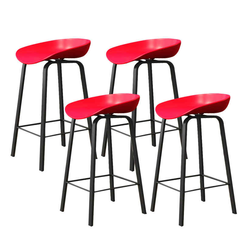 Indoor Contemporary Plastic Bucket Seat Bar Stool with Footrest Red 4 Piece Set Clearhalo 'Bar Furniture' 'Bar Stools' 'bar_stools' 'furn' 'furn_bar_stools' 'Furniture' 'Kitchen & Dining Furniture' 7884007