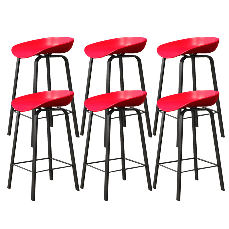 Indoor Contemporary Plastic Bucket Seat Bar Stool with Footrest Red 6 Piece Set Clearhalo 'Bar Furniture' 'Bar Stools' 'bar_stools' 'furn' 'furn_bar_stools' 'Furniture' 'Kitchen & Dining Furniture' 7884008
