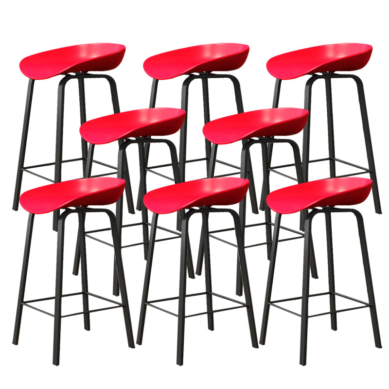 Indoor Contemporary Plastic Bucket Seat Bar Stool with Footrest Red 8 Piece Set Clearhalo 'Bar Furniture' 'Bar Stools' 'bar_stools' 'furn' 'furn_bar_stools' 'Furniture' 'Kitchen & Dining Furniture' 7884009