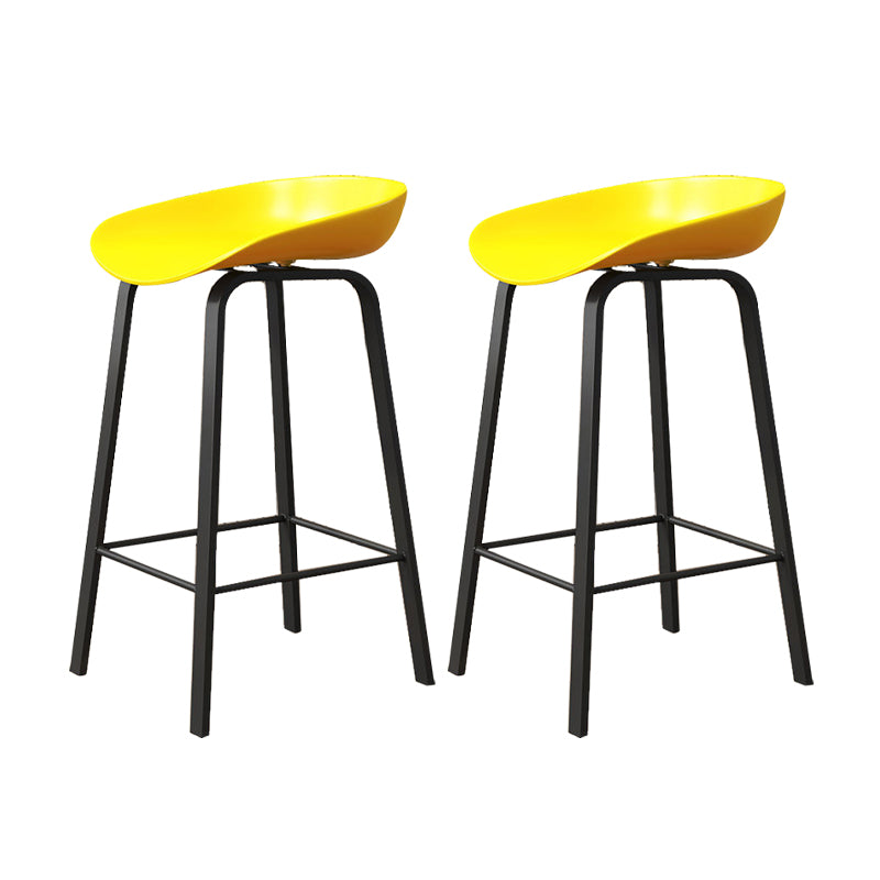 Indoor Contemporary Plastic Bucket Seat Bar Stool with Footrest Yellow 2 Piece Set Clearhalo 'Bar Furniture' 'Bar Stools' 'bar_stools' 'furn' 'furn_bar_stools' 'Furniture' 'Kitchen & Dining Furniture' 7884011