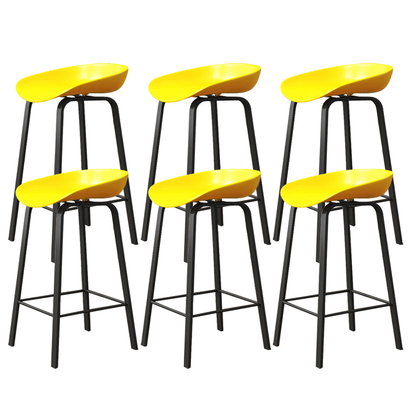 Indoor Contemporary Plastic Bucket Seat Bar Stool with Footrest Yellow 6 Piece Set Clearhalo 'Bar Furniture' 'Bar Stools' 'bar_stools' 'furn' 'furn_bar_stools' 'Furniture' 'Kitchen & Dining Furniture' 7884013