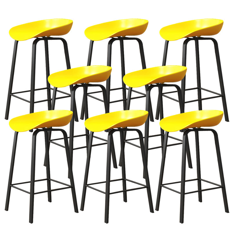Indoor Contemporary Plastic Bucket Seat Bar Stool with Footrest Yellow 8 Piece Set Clearhalo 'Bar Furniture' 'Bar Stools' 'bar_stools' 'furn' 'furn_bar_stools' 'Furniture' 'Kitchen & Dining Furniture' 7884014