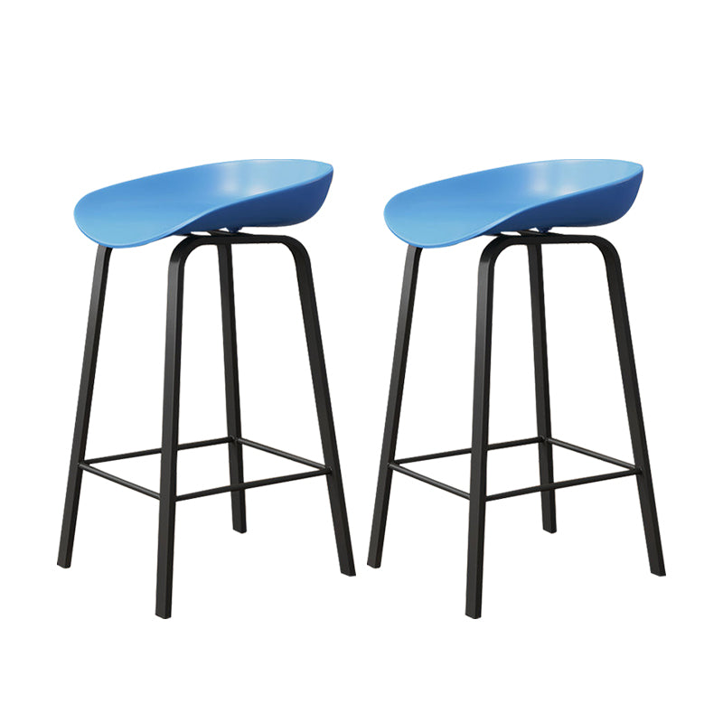 Indoor Contemporary Plastic Bucket Seat Bar Stool with Footrest Blue 2 Piece Set Clearhalo 'Bar Furniture' 'Bar Stools' 'bar_stools' 'furn' 'furn_bar_stools' 'Furniture' 'Kitchen & Dining Furniture' 7884016