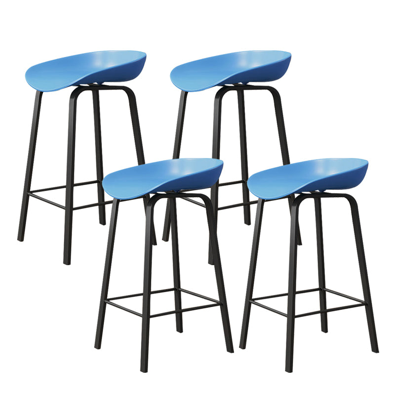 Indoor Contemporary Plastic Bucket Seat Bar Stool with Footrest Blue 4 Piece Set Clearhalo 'Bar Furniture' 'Bar Stools' 'bar_stools' 'furn' 'furn_bar_stools' 'Furniture' 'Kitchen & Dining Furniture' 7884017