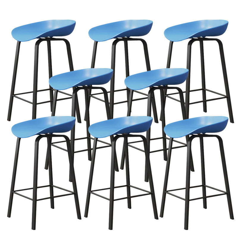 Indoor Contemporary Plastic Bucket Seat Bar Stool with Footrest Blue 8 Piece Set Clearhalo 'Bar Furniture' 'Bar Stools' 'bar_stools' 'furn' 'furn_bar_stools' 'Furniture' 'Kitchen & Dining Furniture' 7884019