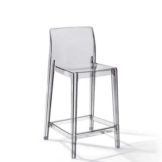 Contemporary Plastic Low Back Indoor Bar Stool with Footrest Grey 1 Piece Counter Stool(26"H)