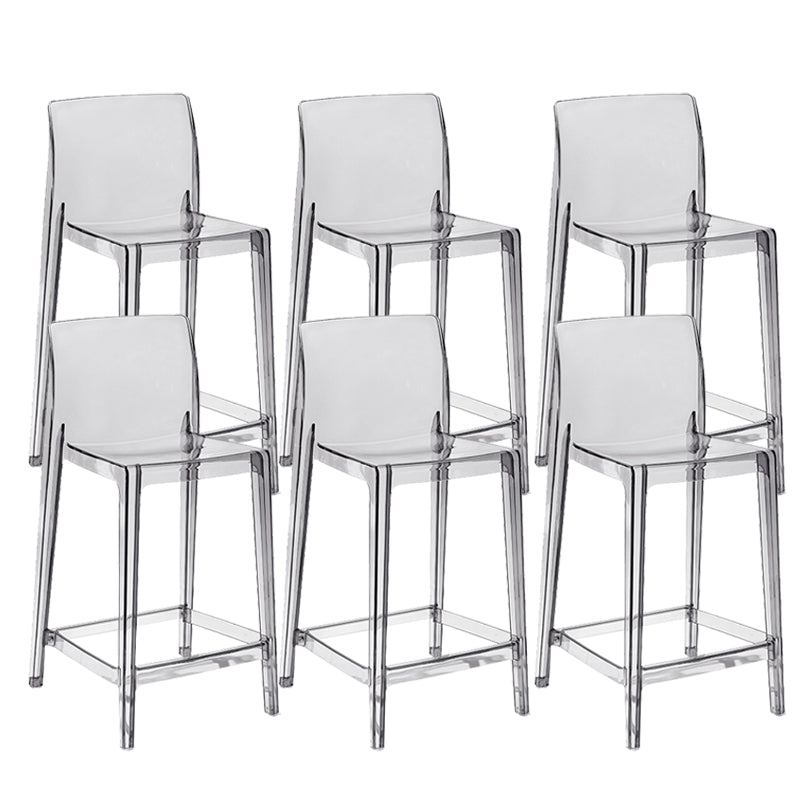 Contemporary Plastic Low Back Indoor Bar Stool with Footrest