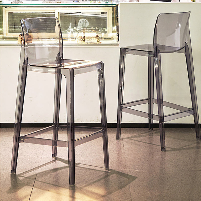 Tabouret de bar intérieur à dos bas en plastique contemporain avec repose-pieds