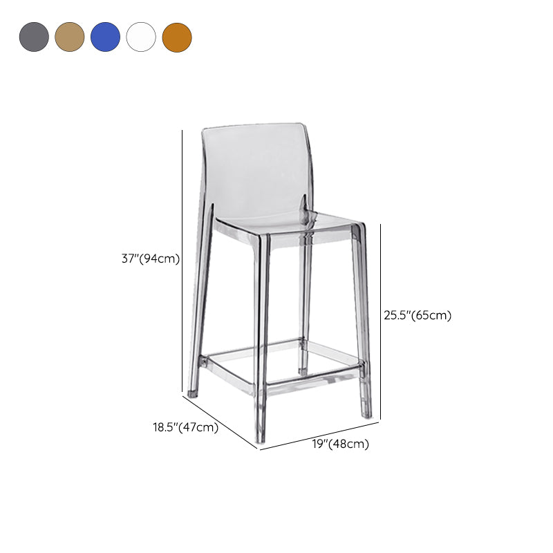 Tabouret de bar intérieur à dos bas en plastique contemporain avec repose-pieds