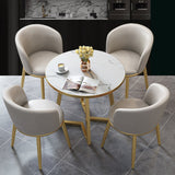 5 Piece Round Shape Wood Top Dining Room Chair and Table Set Clearhalo 'Dining Room Sets' 'Dining Tables & Seating' 'dining_room_set' 'furn' 'furn_dining_room_set' 'Furniture' 'Kitchen & Dining Furniture' 7885245