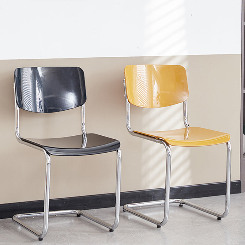 Modern Dining Room Open Back Silver Leg Armless Dining Chair Clearhalo 'Dining Chairs' 'Dining Tables & Seating' 'dining_chair' 'furn' 'furn_dining_chair' 'Furniture' 'Kitchen & Dining Furniture' 7885266