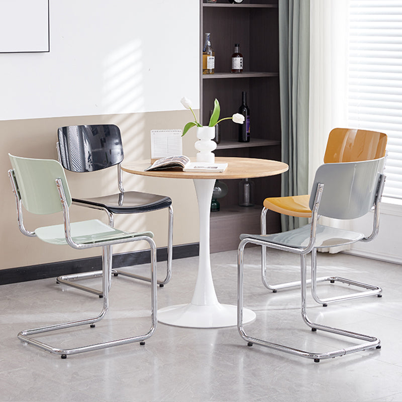 Modern Dining Room Open Back Silver Leg Armless Dining Chair Clearhalo 'Dining Chairs' 'Dining Tables & Seating' 'dining_chair' 'furn' 'furn_dining_chair' 'Furniture' 'Kitchen & Dining Furniture' 7885272
