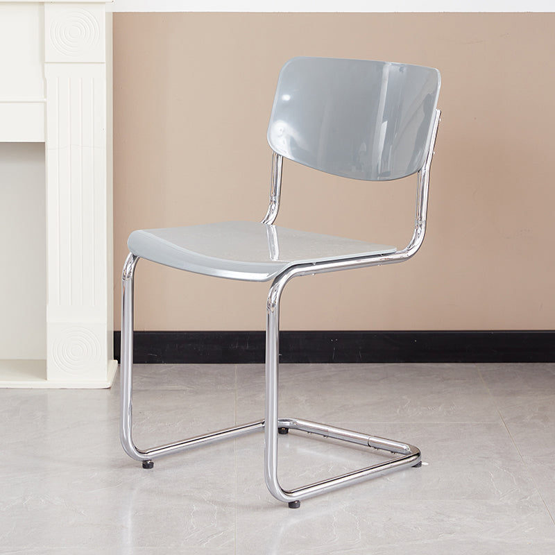 Modern Dining Room Open Back Silver Leg Armless Dining Chair Grey 1 Piece Clearhalo 'Dining Chairs' 'Dining Tables & Seating' 'dining_chair' 'furn' 'furn_dining_chair' 'Furniture' 'Kitchen & Dining Furniture' 7885277