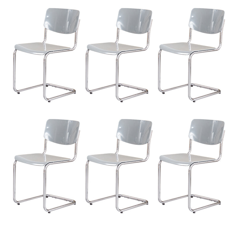 Modern Dining Room Open Back Silver Leg Armless Dining Chair Grey 6 Piece Set Clearhalo 'Dining Chairs' 'Dining Tables & Seating' 'dining_chair' 'furn' 'furn_dining_chair' 'Furniture' 'Kitchen & Dining Furniture' 7885282