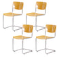 Modern Dining Room Open Back Silver Leg Armless Dining Chair Yellow 4 Piece Set Clearhalo 'Dining Chairs' 'Dining Tables & Seating' 'dining_chair' 'furn' 'furn_dining_chair' 'Furniture' 'Kitchen & Dining Furniture' 7885292