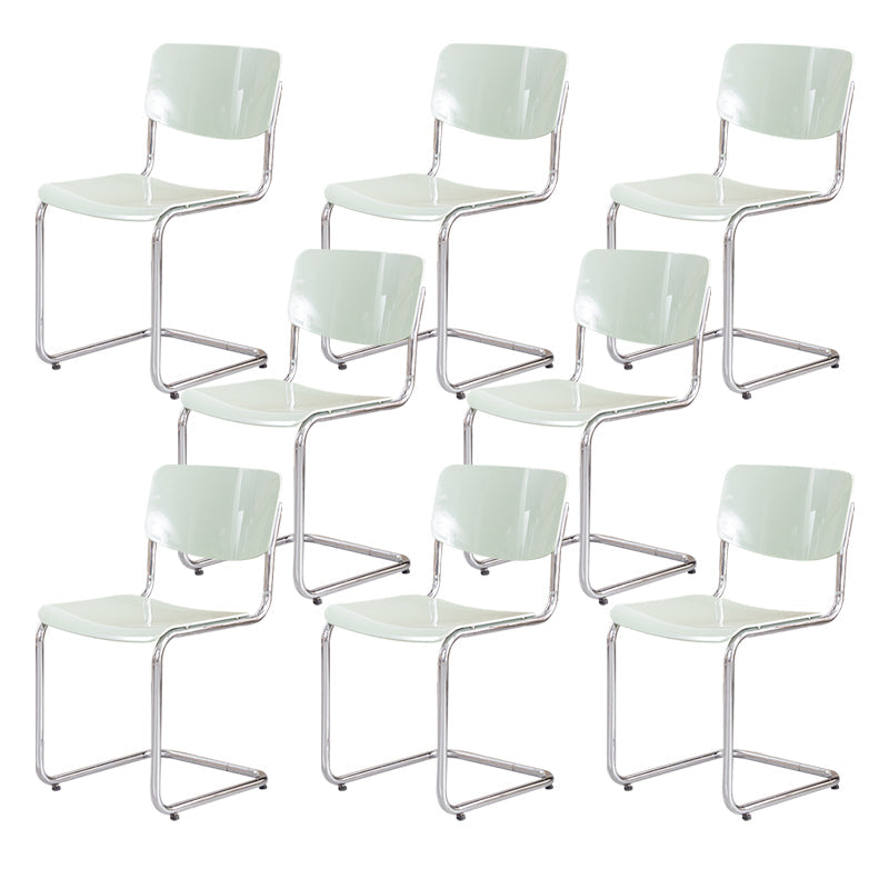 Modern Dining Room Open Back Silver Leg Armless Dining Chair Green 8 Piece Set Clearhalo 'Dining Chairs' 'Dining Tables & Seating' 'dining_chair' 'furn' 'furn_dining_chair' 'Furniture' 'Kitchen & Dining Furniture' 7885299