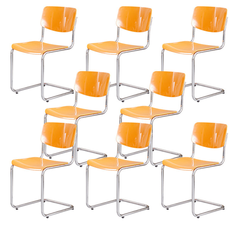 Modern Dining Room Open Back Silver Leg Armless Dining Chair Orange 8 Piece Set Clearhalo 'Dining Chairs' 'Dining Tables & Seating' 'dining_chair' 'furn' 'furn_dining_chair' 'Furniture' 'Kitchen & Dining Furniture' 7885304