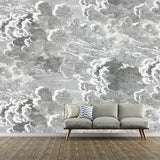 Minimalist Cloud Wall Mural in Grey Living Room Wall Covering, Personalized Size Available Grey Clearhalo 'Modern' 'Wall Decor' 'Wall Mural' 'wall_mural_modern' wall_mural 977799_aaac3f2d-f8eb-4ea2-8892-2d197770be3e