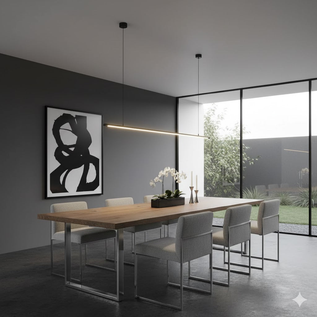 Minimalist Thin Rod LED Pendant Lamp Metal Kitchen Bar Island Ceiling Light in Black Clearhalo 'Ceiling Lights' 'Island Lights' Lighting' IMG-9800