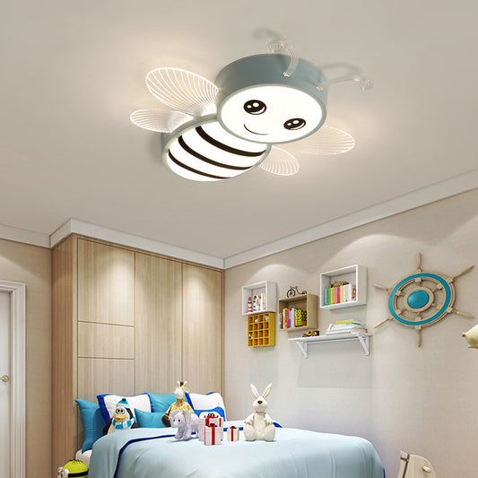 White/Pink/Blue Honeybee Flush Mount Cartoon Iron LED Ceiling Light Fixture for Kids Bedroom Blue Clearhalo 'Ceiling Lights' 'Close To Ceiling Lights' 'Close to ceiling' 'Flush mount' Lighting' O1CN012gBeh21dMinZiv07g__6000000003722-0-cib