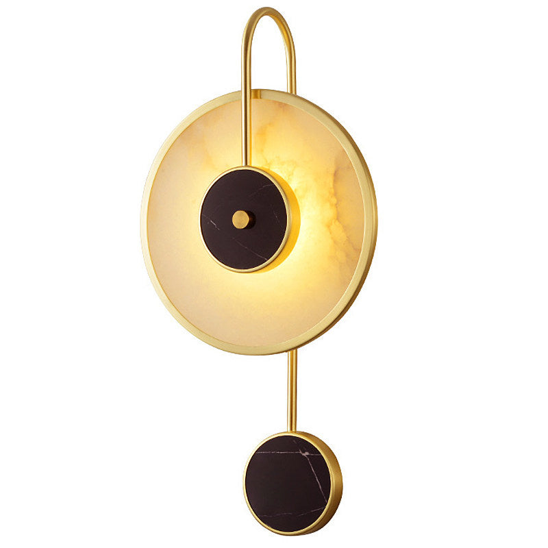 Black Circle Wall Sconce Lighting Designer Marble LED Wall Mount Light for Living Room Black Clearhalo 'Cast Iron' 'Glass' 'Industrial' 'Modern wall lights' 'Modern' 'Tiffany' 'Traditional wall lights' 'Wall Lamps & Sconces' 'Wall Lights' Lighting' O1CN0161UjVx1UqCEFD8y5i__2219557342568-0-cib