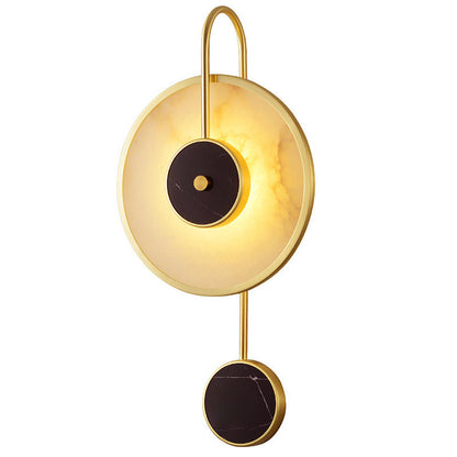 Black Circle Wall Sconce Lighting Designer Marble LED Wall Mount Light for Living Room Black Clearhalo 'Cast Iron' 'Glass' 'Industrial' 'Modern wall lights' 'Modern' 'Tiffany' 'Traditional wall lights' 'Wall Lamps & Sconces' 'Wall Lights' Lighting' O1CN0161UjVx1UqCEFD8y5i__2219557342568-0-cib