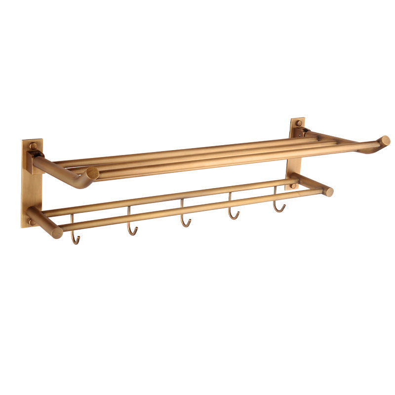 Distressed Brass Traditional Bathroom Set with Bath Shelf/Paper Holder & Towel Bar