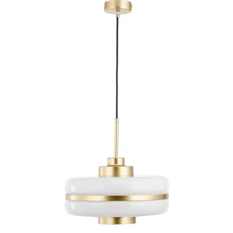 Drum Pendant Light Fixture Postmodern White Glass 1 Light Bedroom Hanging Ceiling Light Clearhalo 'Ceiling Lights' 'Glass shade' 'Glass' 'Modern Pendants' 'Modern' 'Pendant Lights' 'Pendants' Lighting' O1CN016ei8e71RZIZHty2ms__2213034072125-0-cib