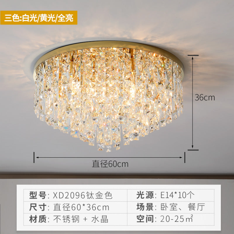 Round Ceiling Light Fixture Modern K9 Crystal Stick Bedroom Flush Mount Lighting Clearhalo 'Ceiling Lights' 'Close To Ceiling Lights' 'Close to ceiling' 'Flush mount' Lighting' O1CN019ltKi31yxSbwNgJZ8__992466645-0-cib
